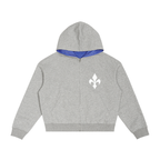 Contrast Plaid Boxy Zip Hoodie