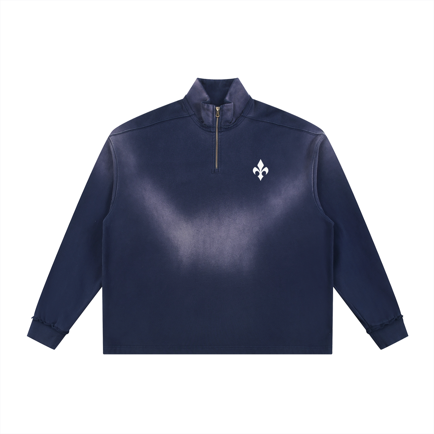 Sun Fade Raw Edge Quarter-Zip Sweatshirt
