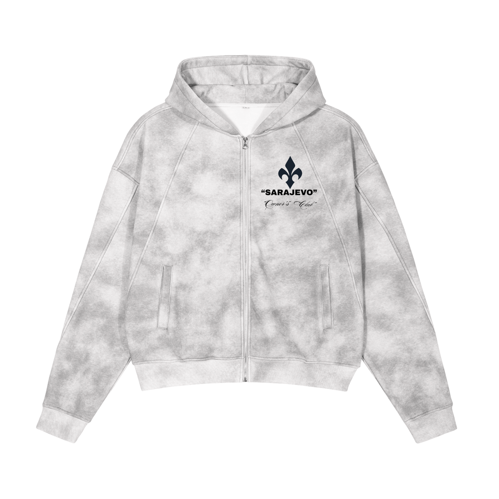 Dirty Washed Zip-Up Fleece Hoodie