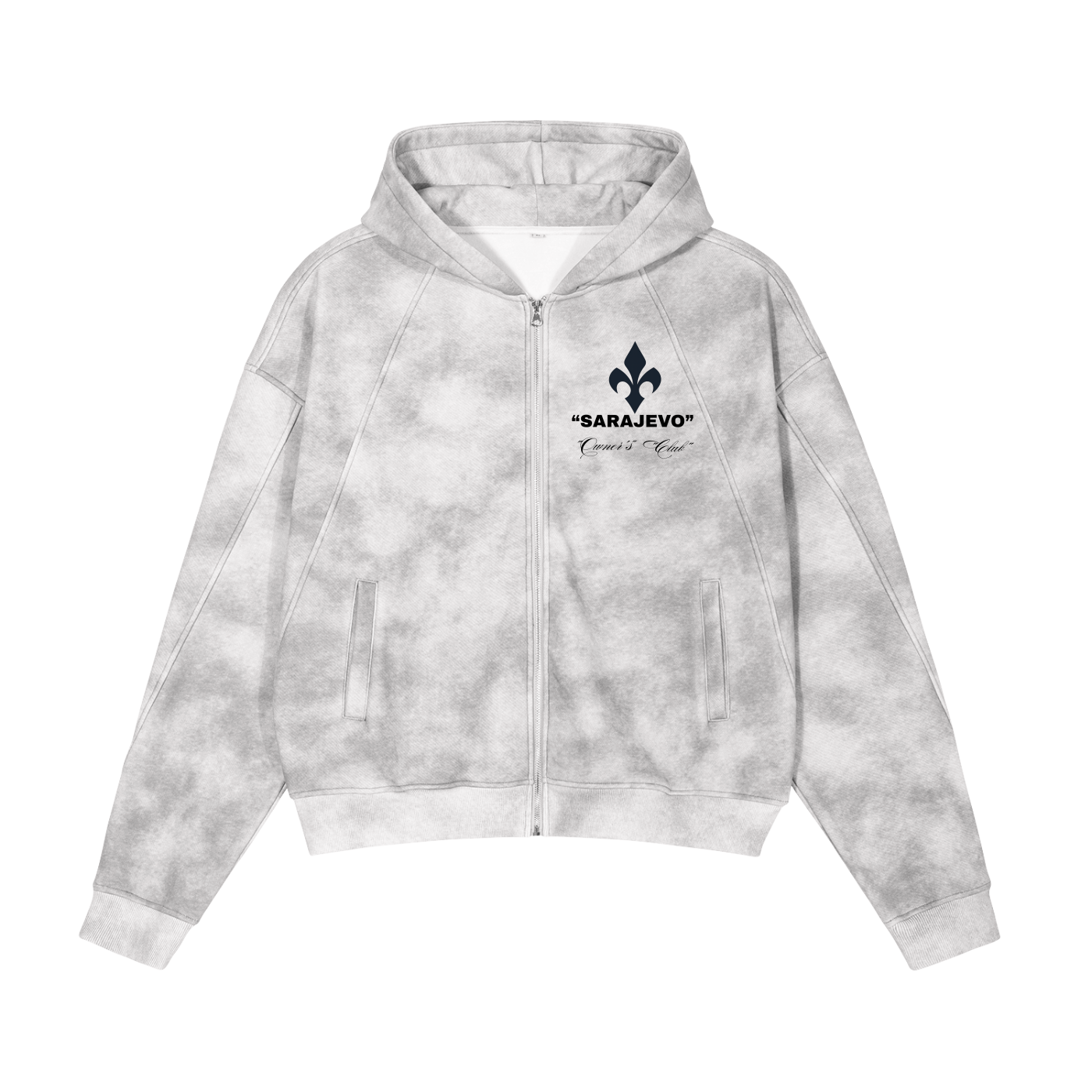 Dirty Washed Zip-Up Fleece Hoodie